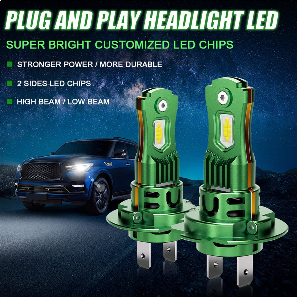 Bullvision Ampoules de phare H7 H4 H11 9005 9006, ampoules format 1:1 sans adaptateur requis, blanc 6000 K pour feux antibrouillard, 10000 lm plus lumineuses, prêtes à l’emploi, lot de 2