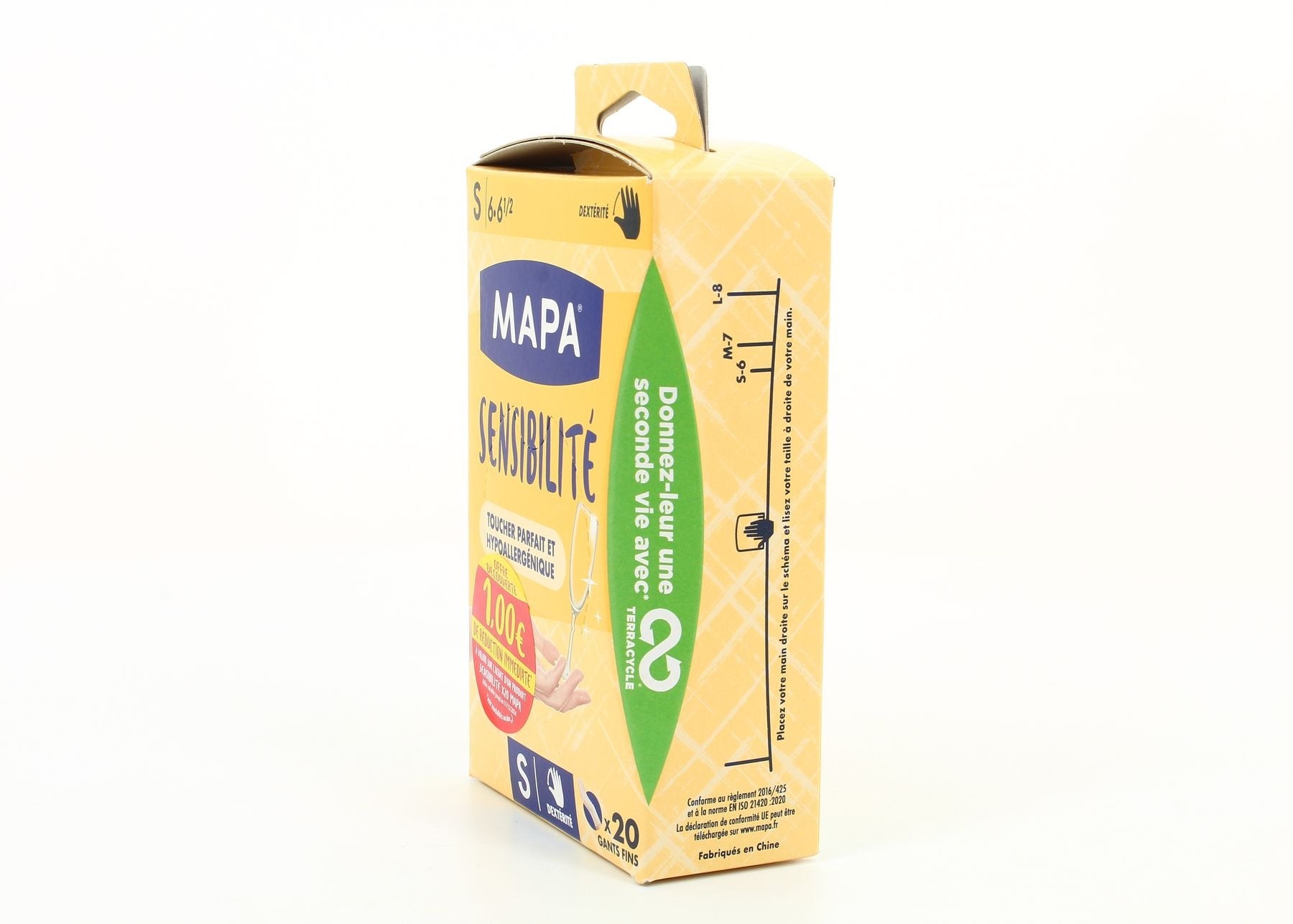 MAPA Gants vinyle fins Sensible hypoallergéniques non poudrés Taille S 20 gants