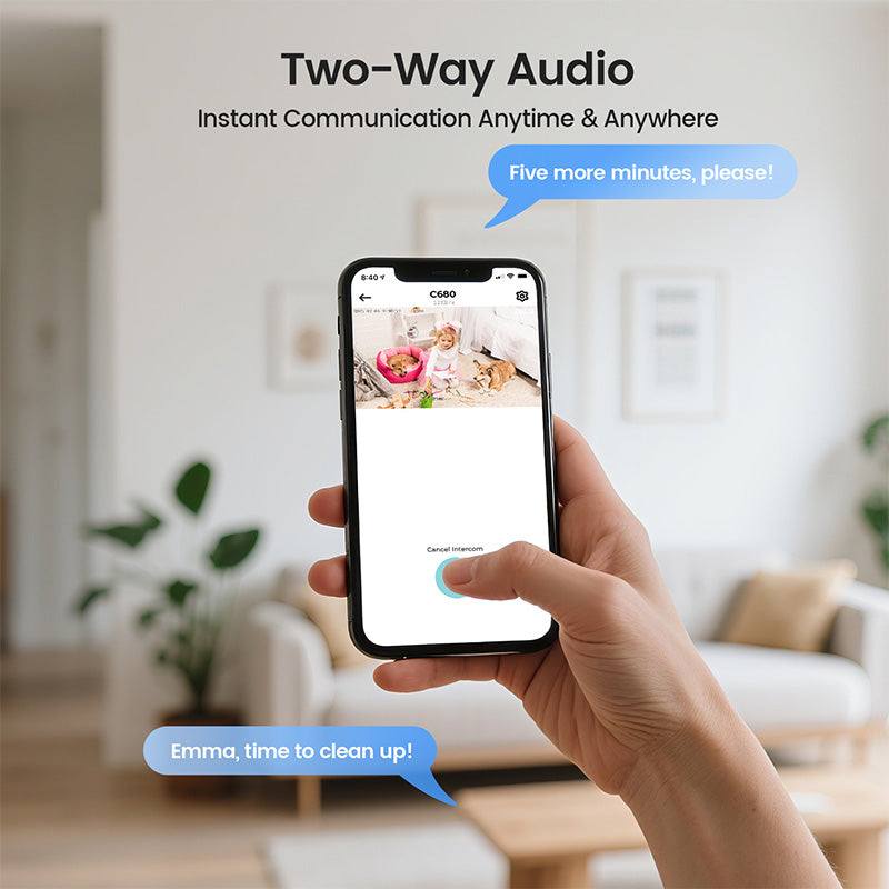 ZOSI Caméra de sécurité Wi‑Fi pour la maison C680, 3 MP, 2K, caméra de sécurité pour fenêtre, vision nocturne en couleur, fixation sur prise intérieure