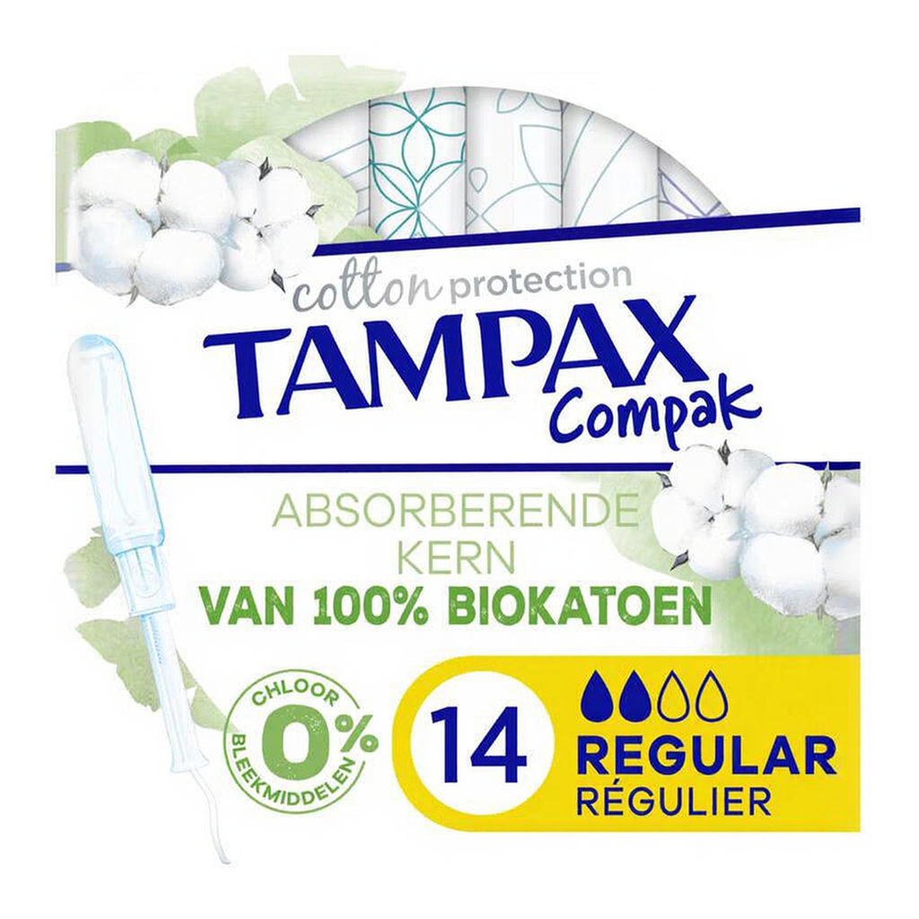 TAMPAX Cotton Protection, tampons réguliers avec applicateur-14 unités