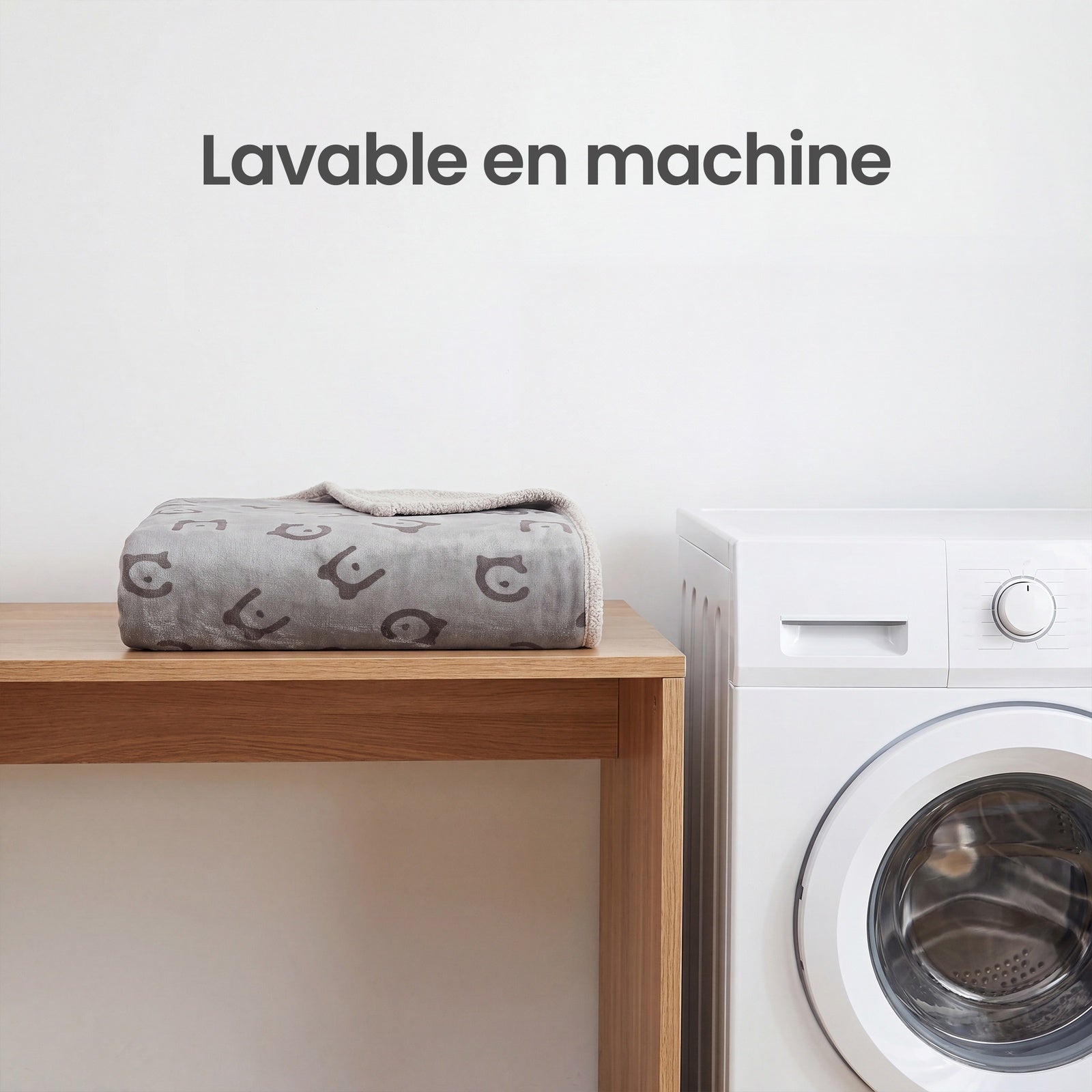 Ochama Couverture imperméable pour chien, 229 x 203 cm, couverture en polaire Sherpa pour animaux, lavable en machine, protège-canapé pour chien réversible, gris