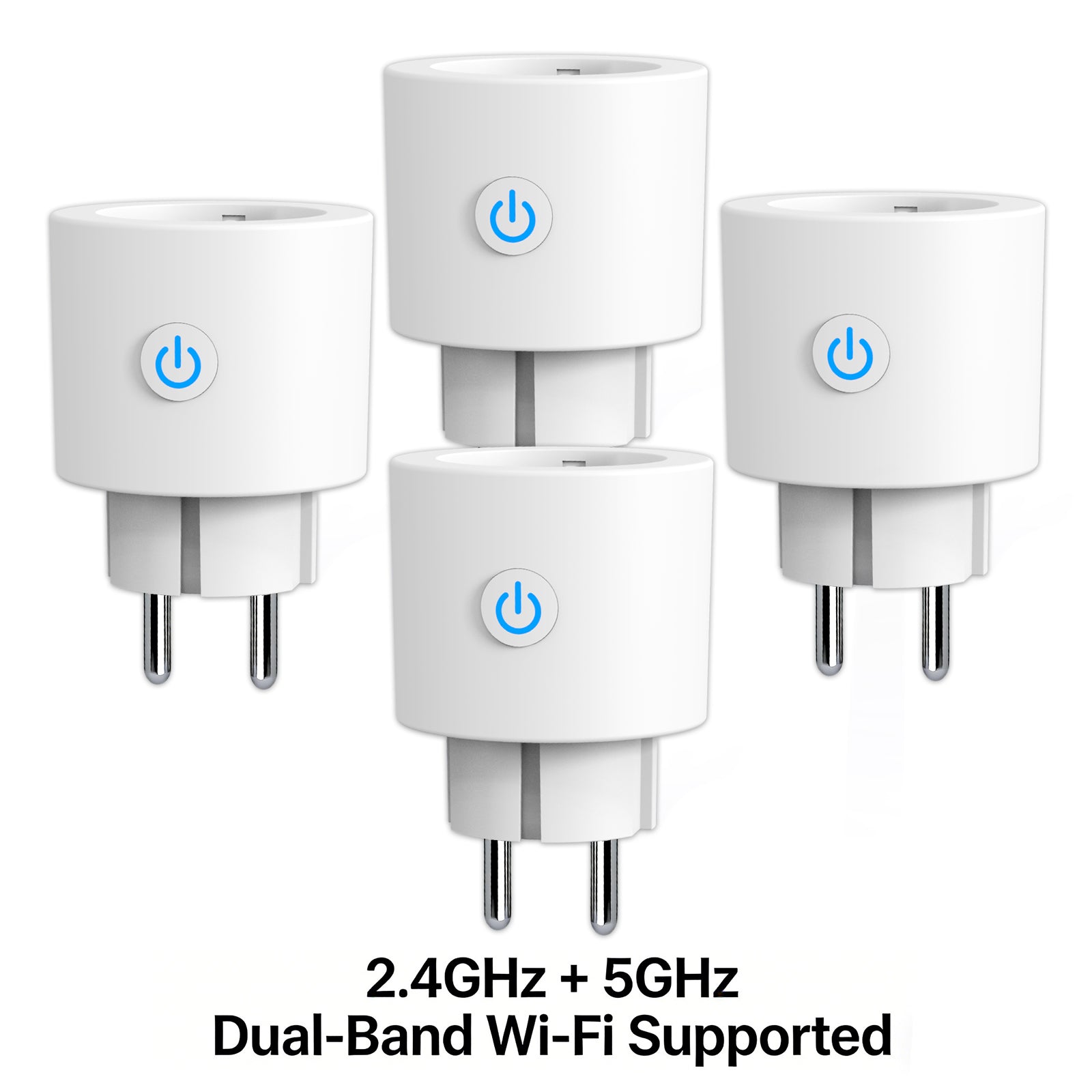 Antela Lot de 4 prises connectées WiFi Alexa 2,4/5 GHz avec mesure de la consommation d'énergie, compatible avec Google Home et application Smart Life