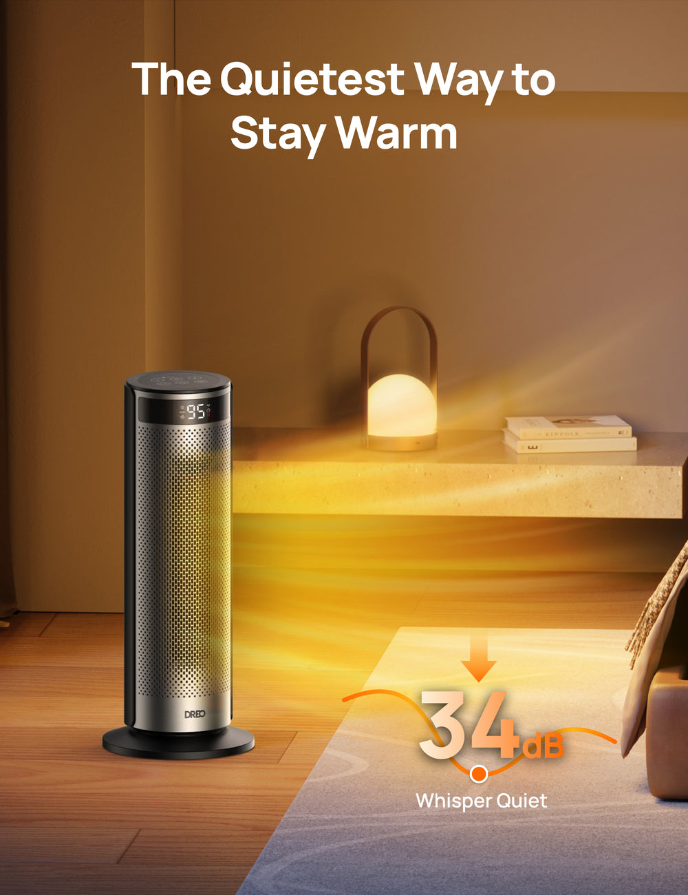 DREO radiateur soufflant économe en énergie 2000W, élément chauffant en céramique PTC, minuterie 12 heures, oscillation à 70°, télécommande, silencieux 34dB, 8 protections de sécurité, Solaris 628