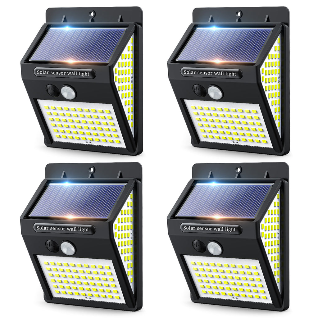 VIVREAL Lampes murales solaires, alimentées par l’énergie solaire, lot de 4, 140 LED, YHM02C, promotion de Nouvel An, idées cadeaux top
