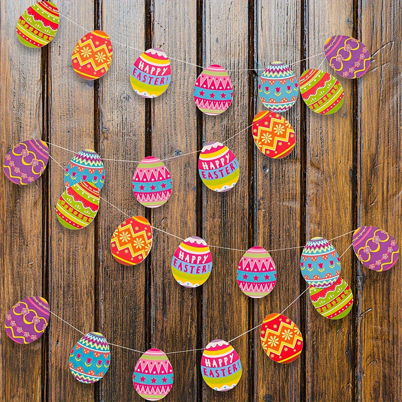Yuejia 2 pièces, guirlande d'œufs de Pâques 9,8 pieds/3 m, bannière de décoration de Pâques, décoration de fête de Pâques, guirlande de printemps