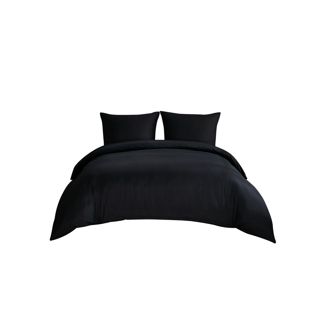 Parure de lit en microfibre avec housse de couette de 80 x 80 cm et taie d'oreiller Noir 200 x 200 cm, 90% Polyester