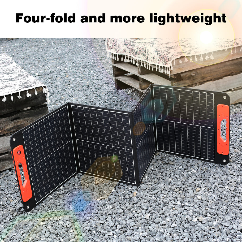 SWAREY 100W Panneau Solaire Pliable, Chargeur Monocristallin USB-C 60W avec Ray Tracing, Compatible avec Station d'Énergie, Téléphone, Tablette, Ordinateur, Camping, VR, Urgence Extérieure