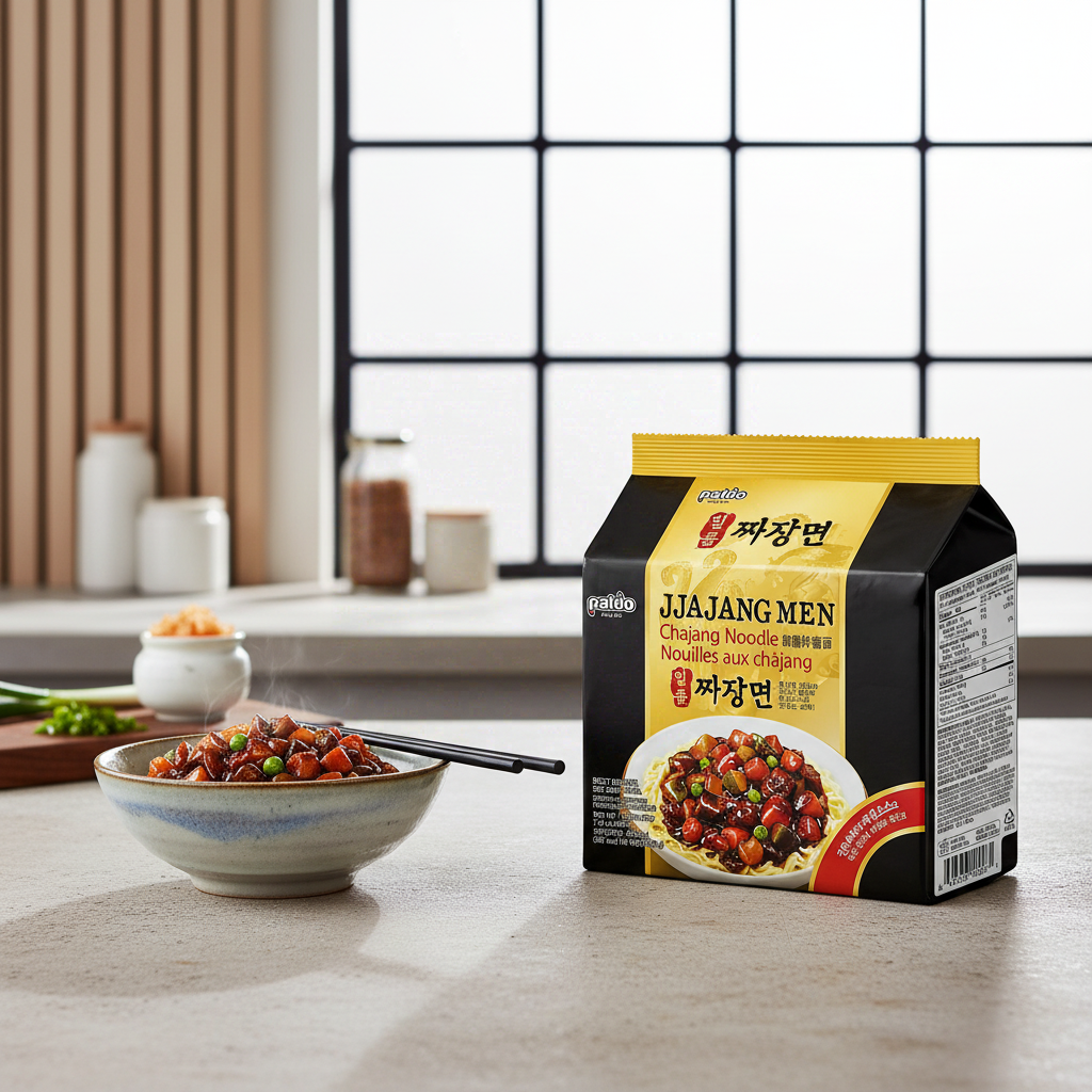 PALDO Lot de 4 paquets de nouilles instantanées jjajangmen - 4 x 200 g