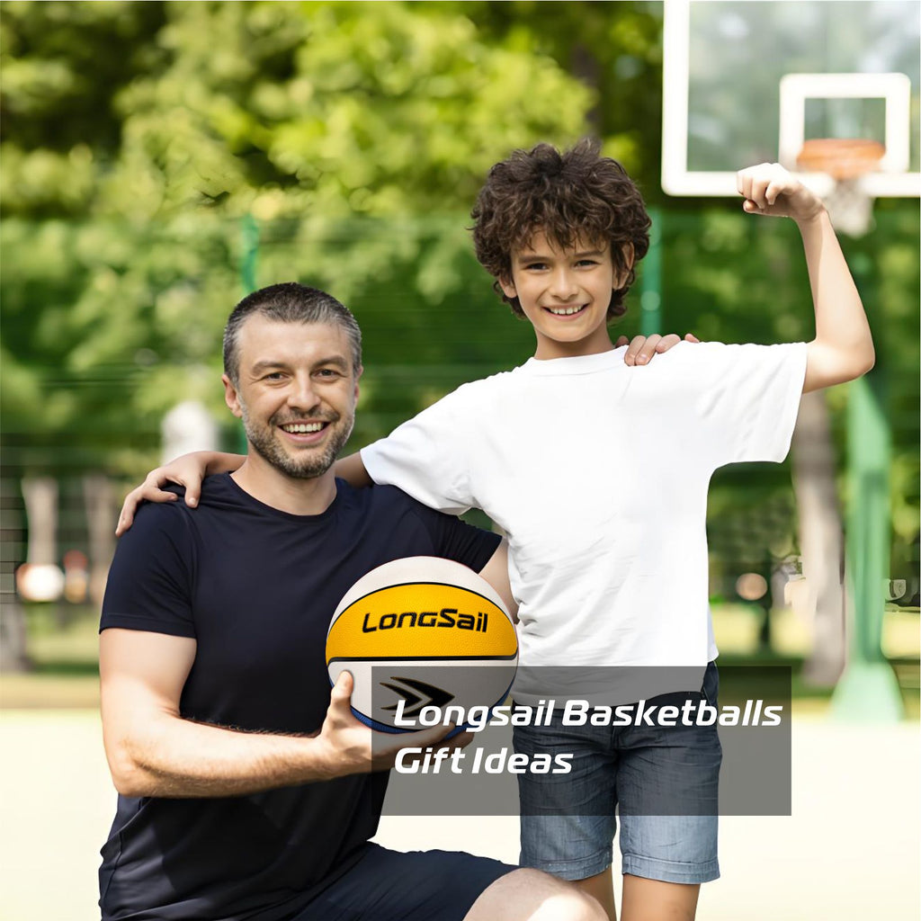 LONGSAIL Ballon de basket-ball en cuir composite haut de gamme/cuir microfibre taille 5 Jaune/Blanc/Bleu polyuréthane absorbant l’humidité