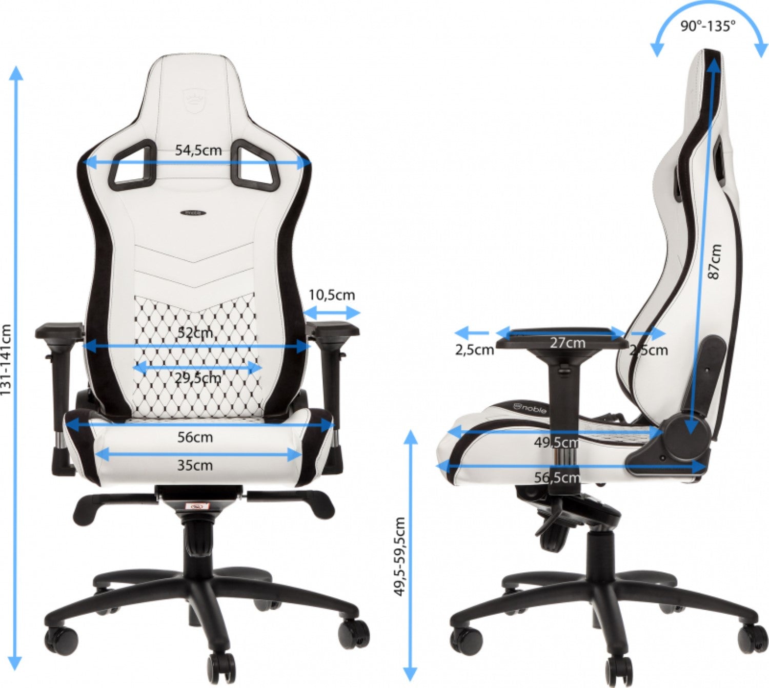 Fauteuil Gamer Noblechairs Epic - Blanc/Noir