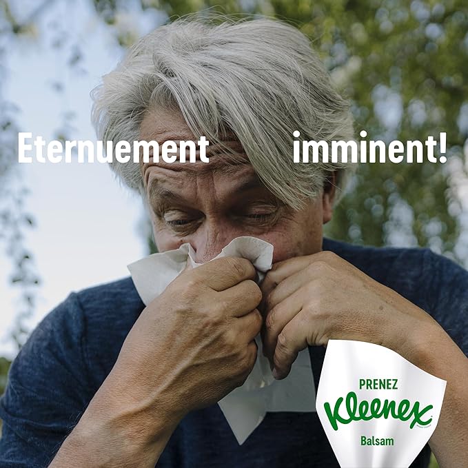 KLEENEX Mouchoirs en Papier 3 Épaisseurs Formule Baume au Calendula et à l'Aloe Vera, 1 Boîte, 64 Mouchoirs