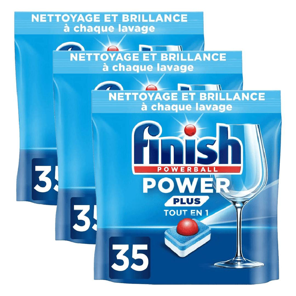 FINISH Power Plus Powerball Tablettes Lave-vaisselle Tout-en-1 Nettoyage en Profondeur Parfumées 3 x 35 Tablettes (= 105 Tablettes)
