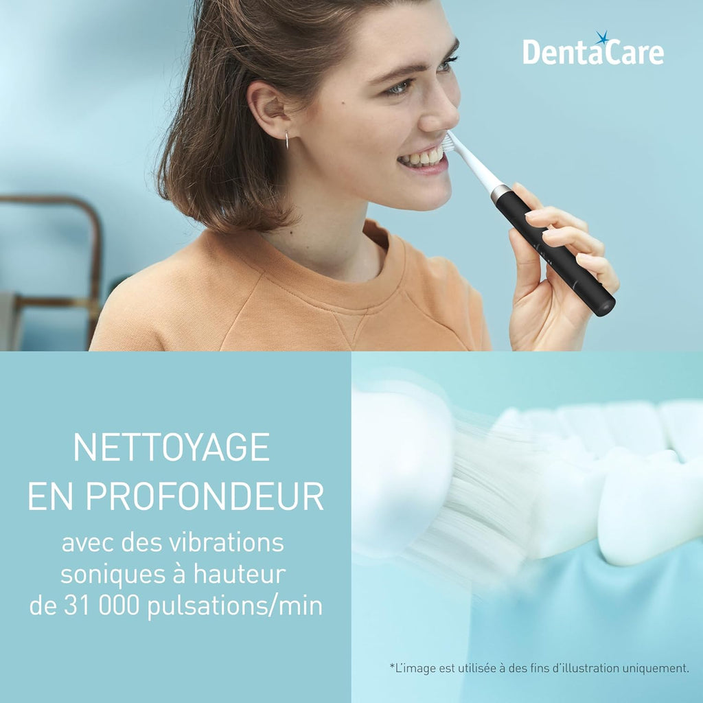 Panasonic Brosse à dents électrique EW-DM81-K503, 2 têtes incluses, minuteur, 2 modes de fonctionnement, design ergonomique, 31 000 mouvements par minute, vibrations soniques, noir