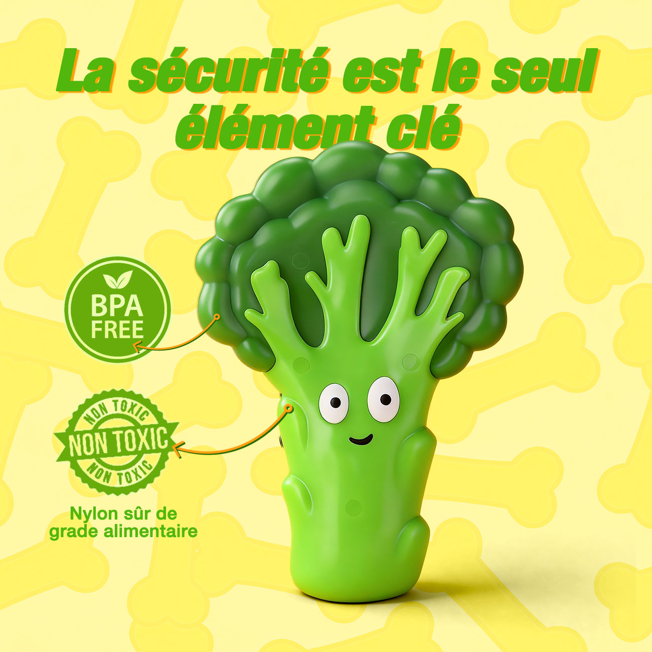 Blinkit Jouet à mâcher pour chien en nylon résistant aux morsures en forme de brocoli, Interaction lancer-attraper anti-stress, Jouet à mâcher pour animal de compagnie NL01057
