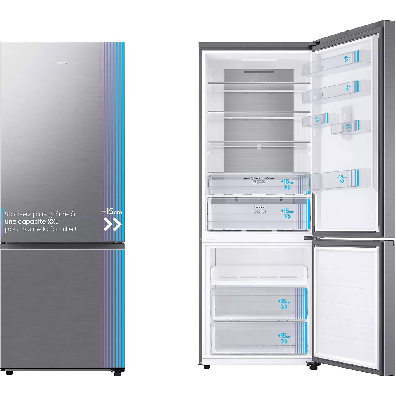 Samsung Réfrigérateur combiné RB53DG703DS9 - Gris - 538L - Classe A