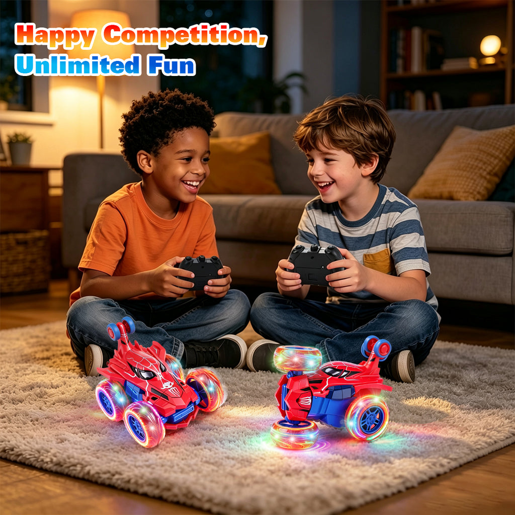 Jouet Voiture RC Spider, Voiture Télécommandée de Cascade 4WD Rechargeable Cool avec Des Loopings à 360° et Lumières Brillantes, Cadeau Jouet d'Extérieur Amusant pour Enfants de 4 à 12 Ans, Idéal pour Anniversaire ou Noël