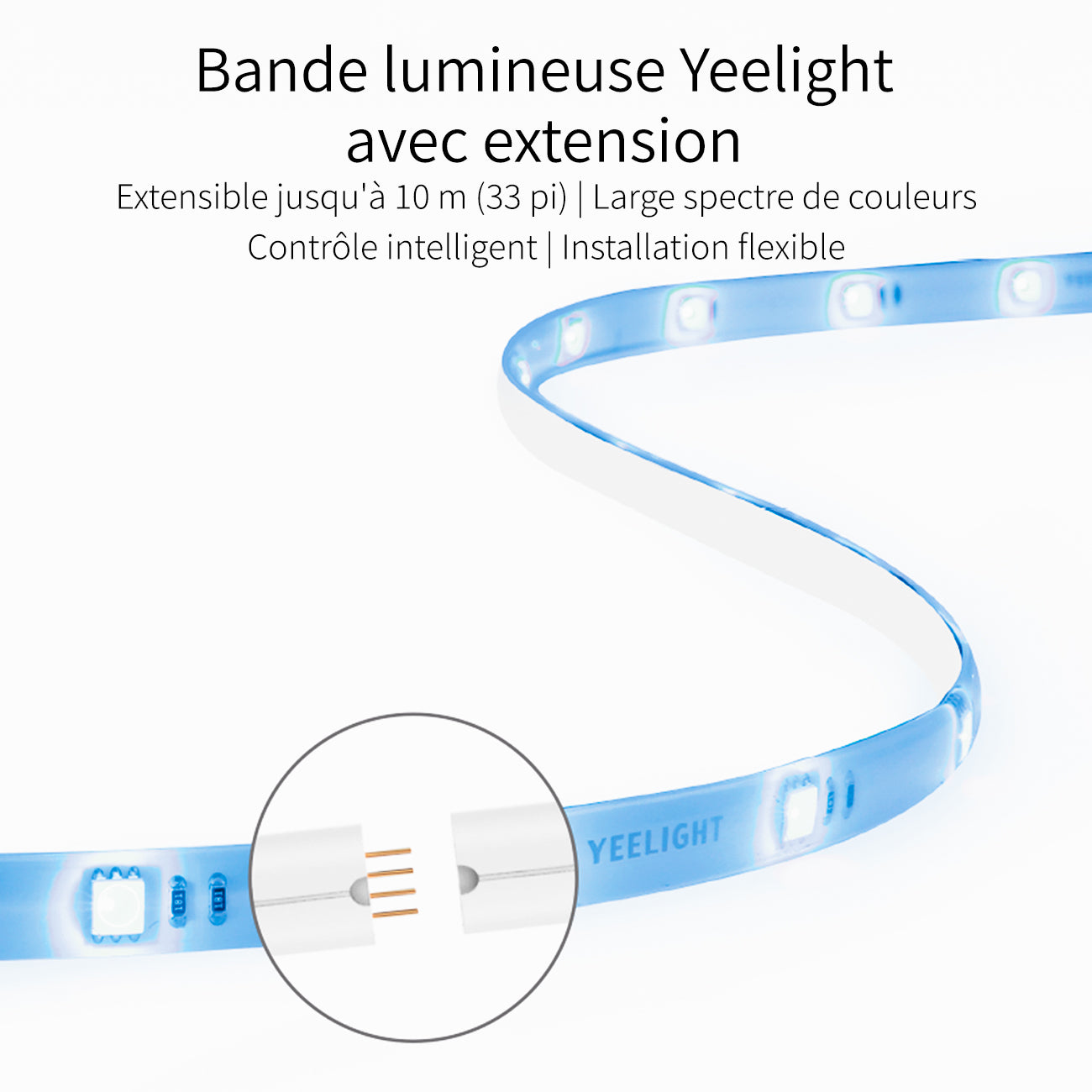 Yeelight Bande lumineuse LED 1S ABS + PC couleur, luminosité et température réglables commande maison connectée 32,8 pi YLDD05YL, Promotion du Nouvel An, Meilleures idées cadeaux
