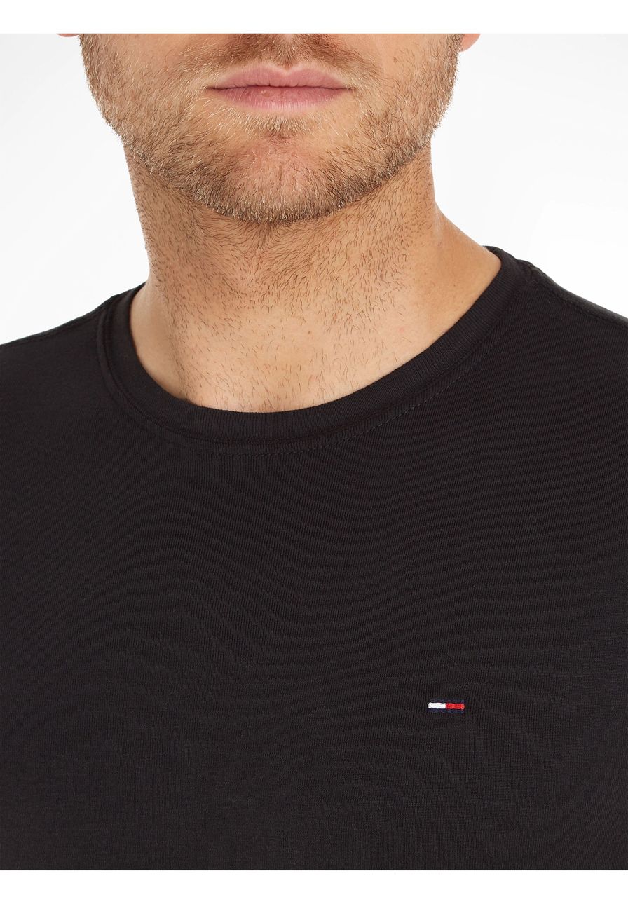 TOMMY JEANS T-shirt à manches longues côtelées Noir S