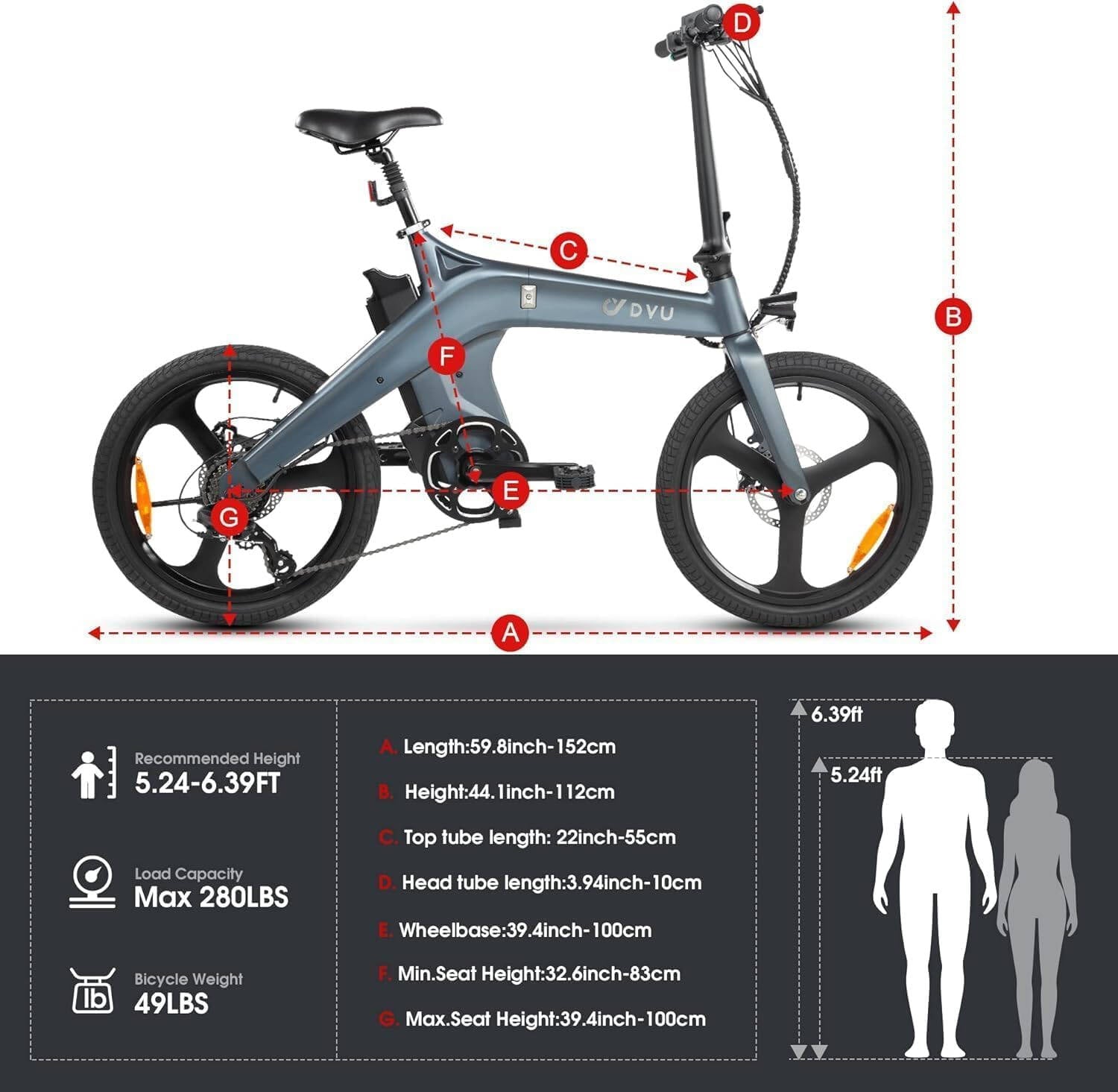 DYU T1 Vélo électrique pliant 20 pouces - Gris