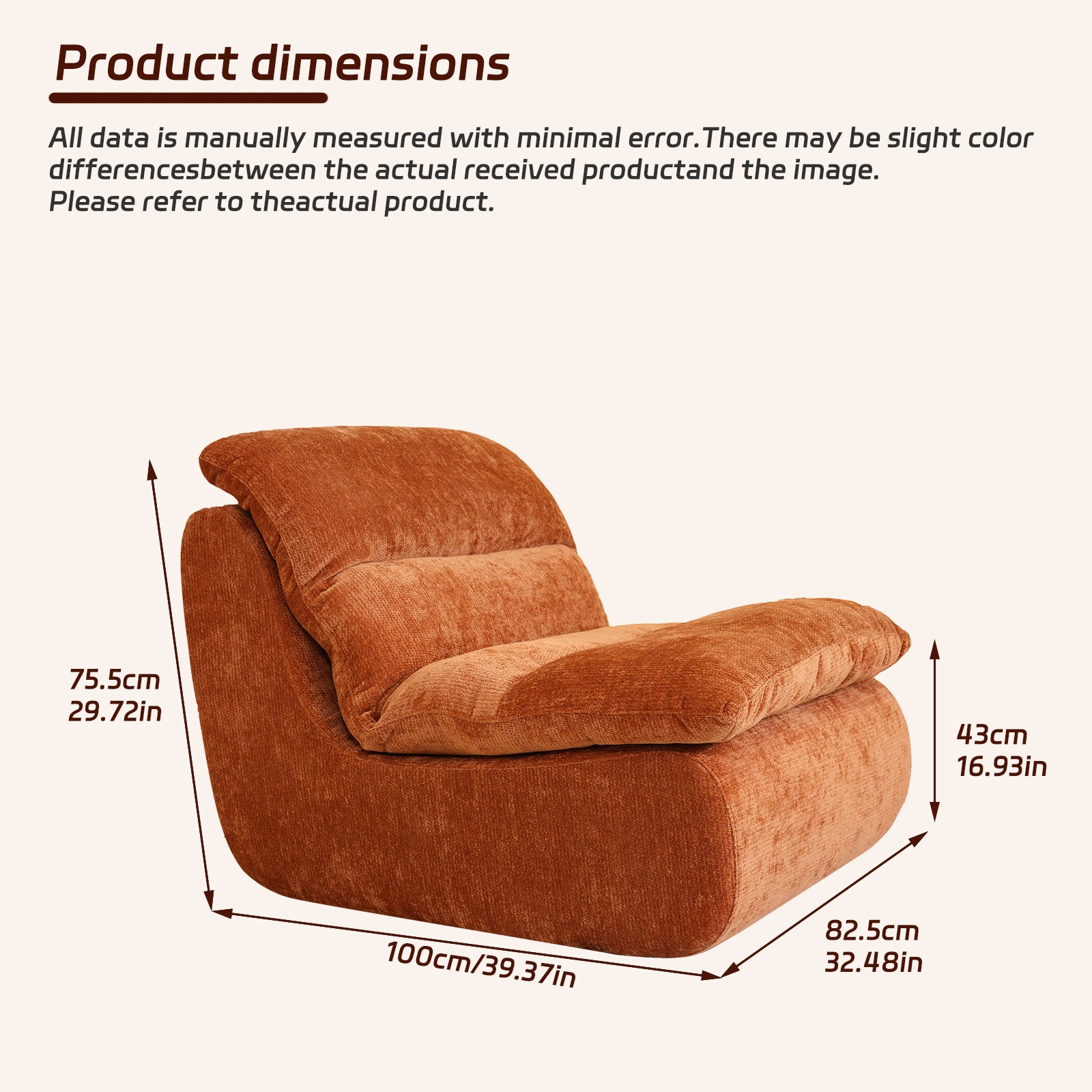 Un fauteuil à mémoire de forme haute densité, chaise de salon confortable en velours chenille, chaise de détente et de lecture, pour salon, chambre et salle de jeux, coloris caramel