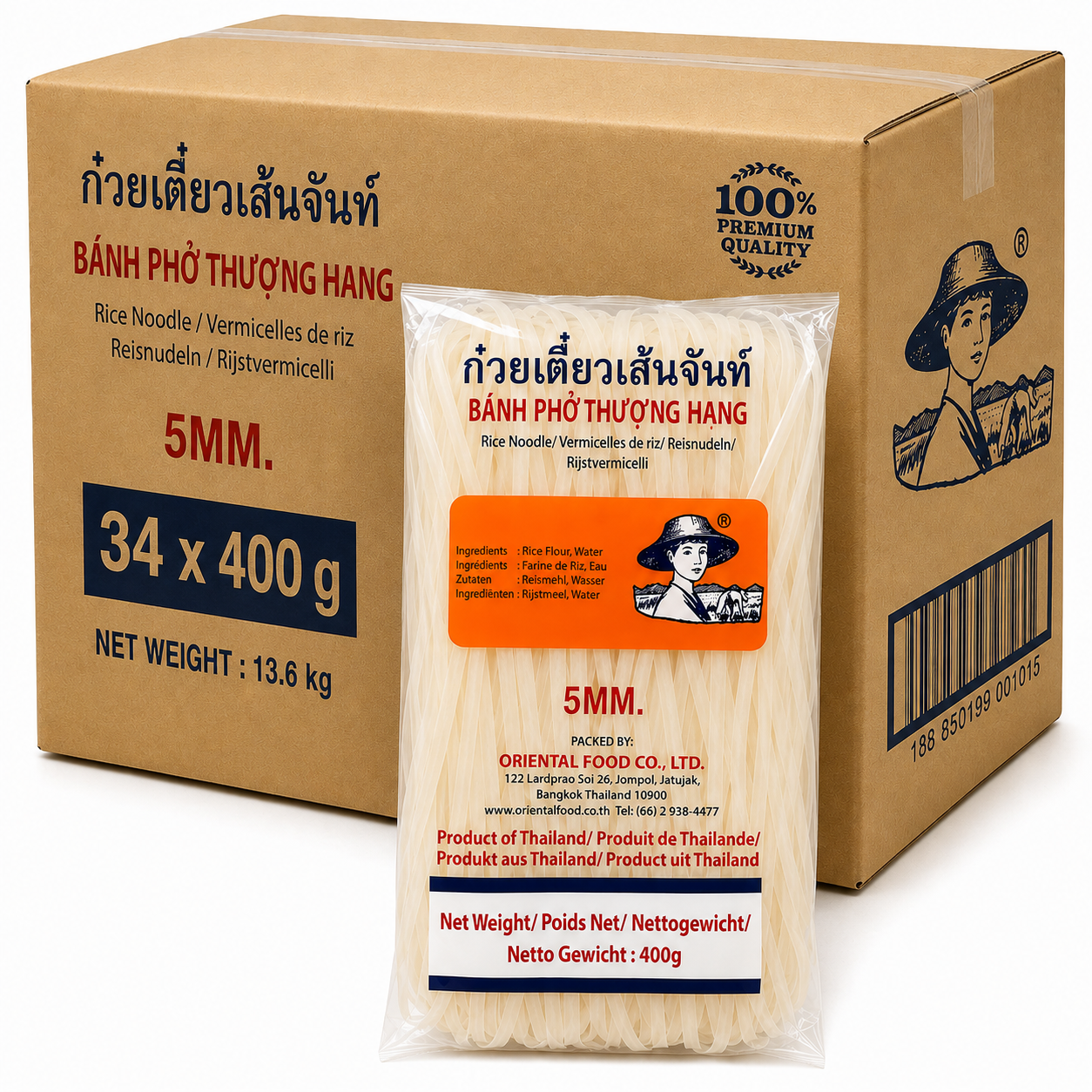 Farmer Brand Nouilles de riz 5 mm, 34x 400 g, 1 boîte