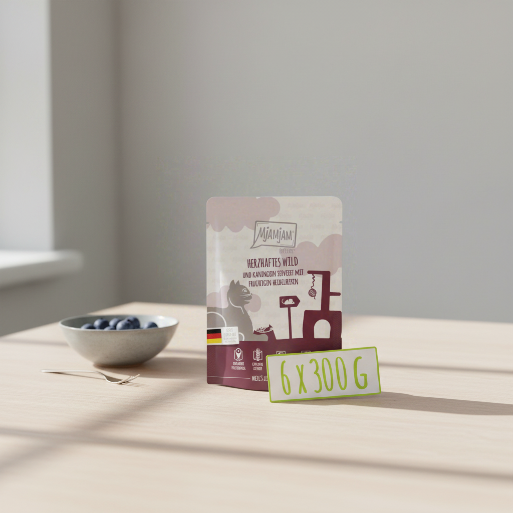[Peut être servi frais pour l'été] MjAMjAM Quetschie Nourriture humide pour chat au lapin et myrtille 300 g x 6