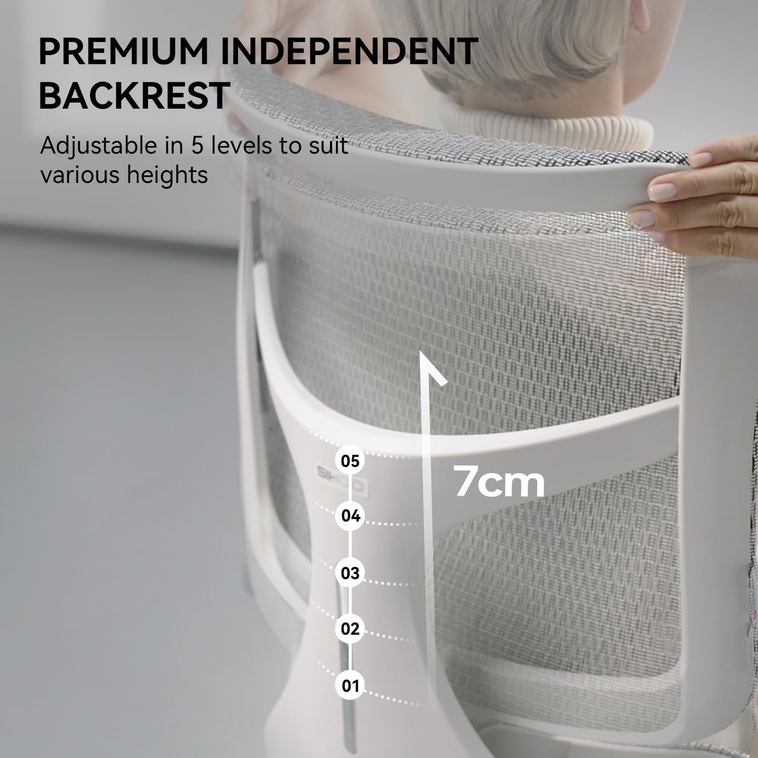 SIHOO Doro S100 Chaise de bureau ergonomique avec double soutien lombaire dynamique, dossier réglable sur 5 positions, accoudoirs coordonnés 4D, angle d’inclinaison max. 135°, convient pour le bureau à domicile, S100 blanc