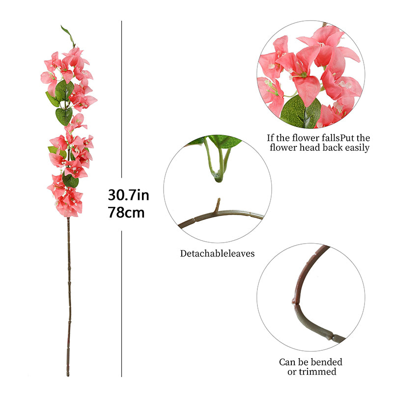 5 pièces 29,52 in / 74,98 cm Fleurs artificielles de bougainvillier branches de faux bougainvillier lianes de fleurs artificielles pour maison, jardin, mariage, fête