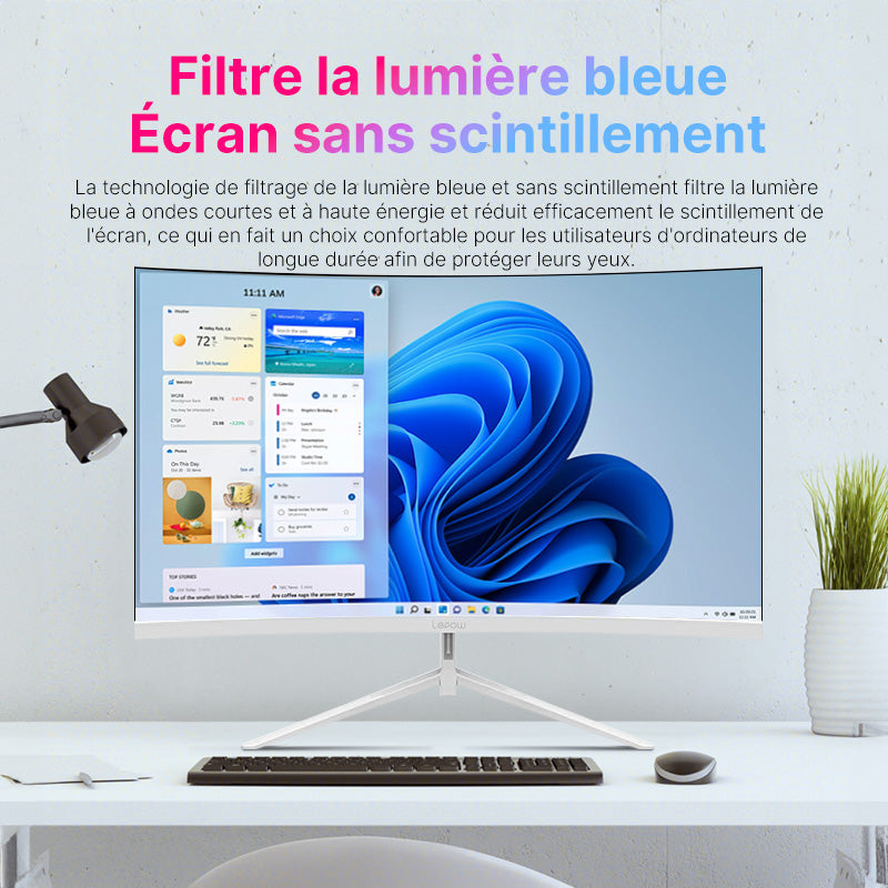 Lepow Moniteur de bureau curvé 27" avec taux de rafraîchissement de 180Hz
