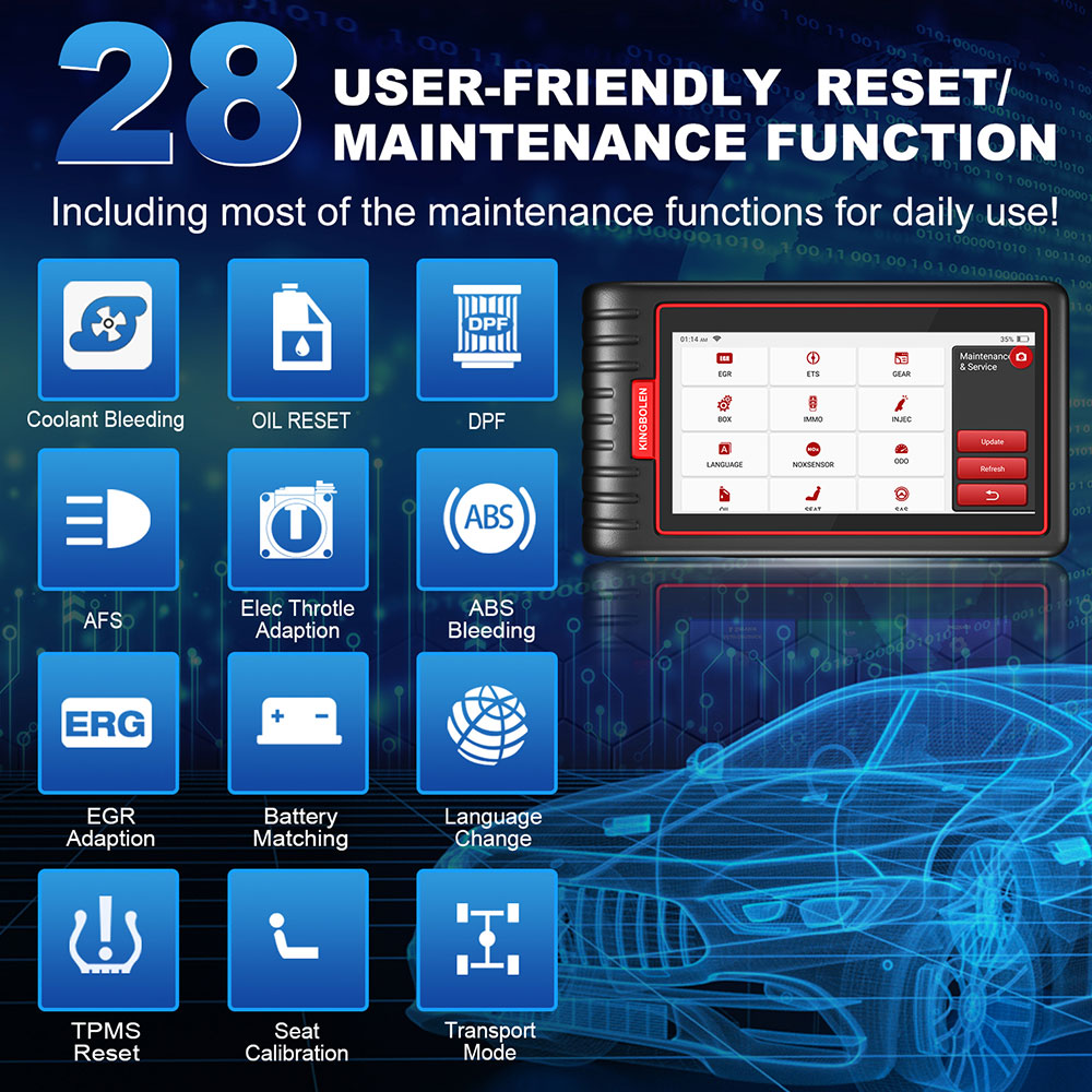 Scanner OBD2 KINGBOLEN S6, outil de diagnostic de voiture de lecteur de code du système Bluetooth tout, outil de balayage SAS/BMS/TPMS d'entretien Auto-VIN 28+