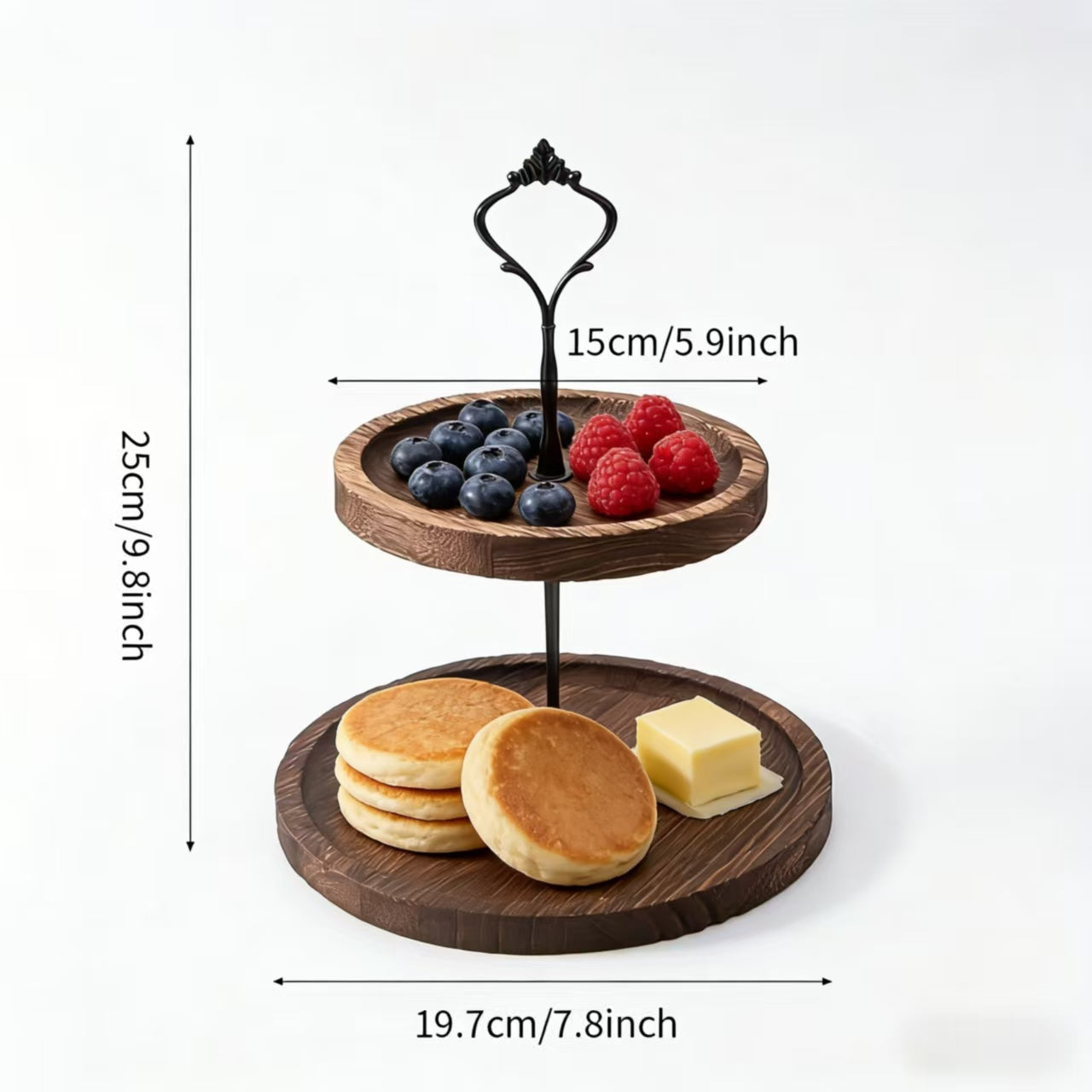 YumiPLUS Présentoir à cupcakes en bois à 2 niveaux, 1 ensemble