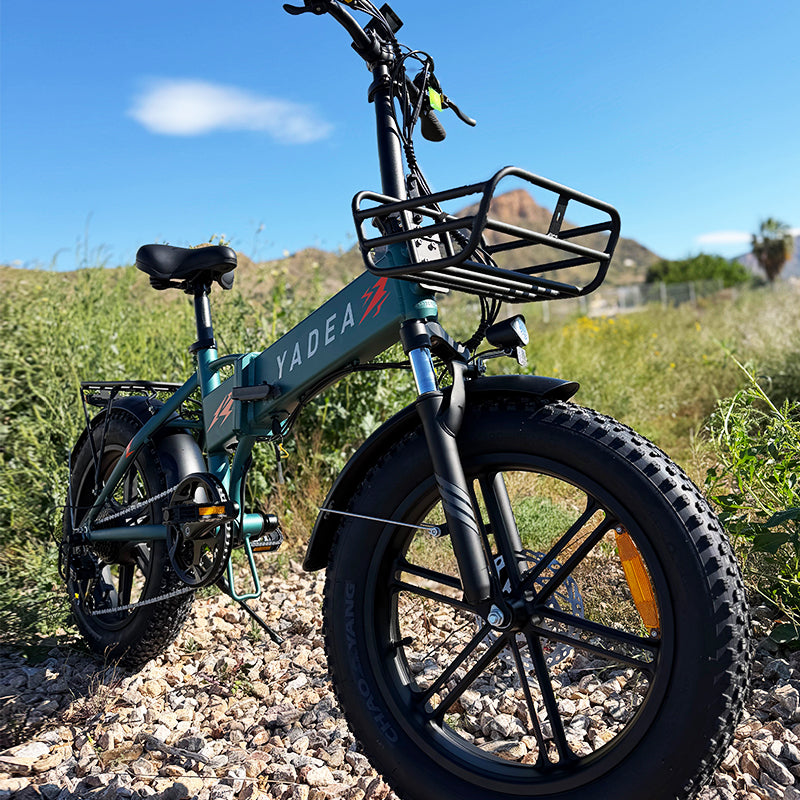 Vélo électrique pliable YADEA Rover à pneus larges, Vert, Pneus 20 × 4,0 pouces, Cadre en alliage d'aluminium, Longue autonomie 90-120 km, Batterie au lithium haute performance