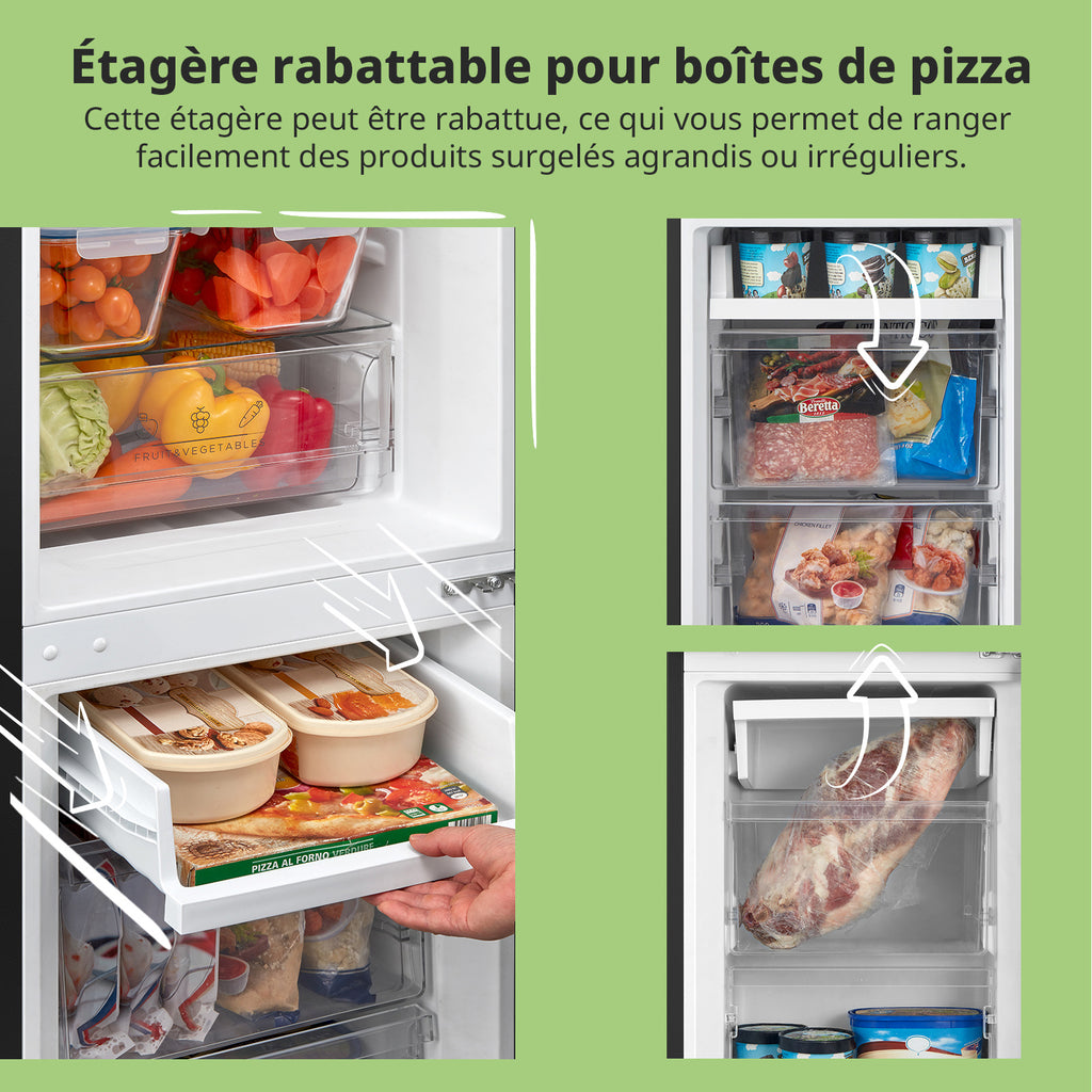 Comfee' par Midea 174 L Réfrigérateur-congélateur pose libre, Low Frost, Thermostat réglable, Éclairage LED, Porte réversible, Faible bruit, Noir RCB230BL2EU(E)