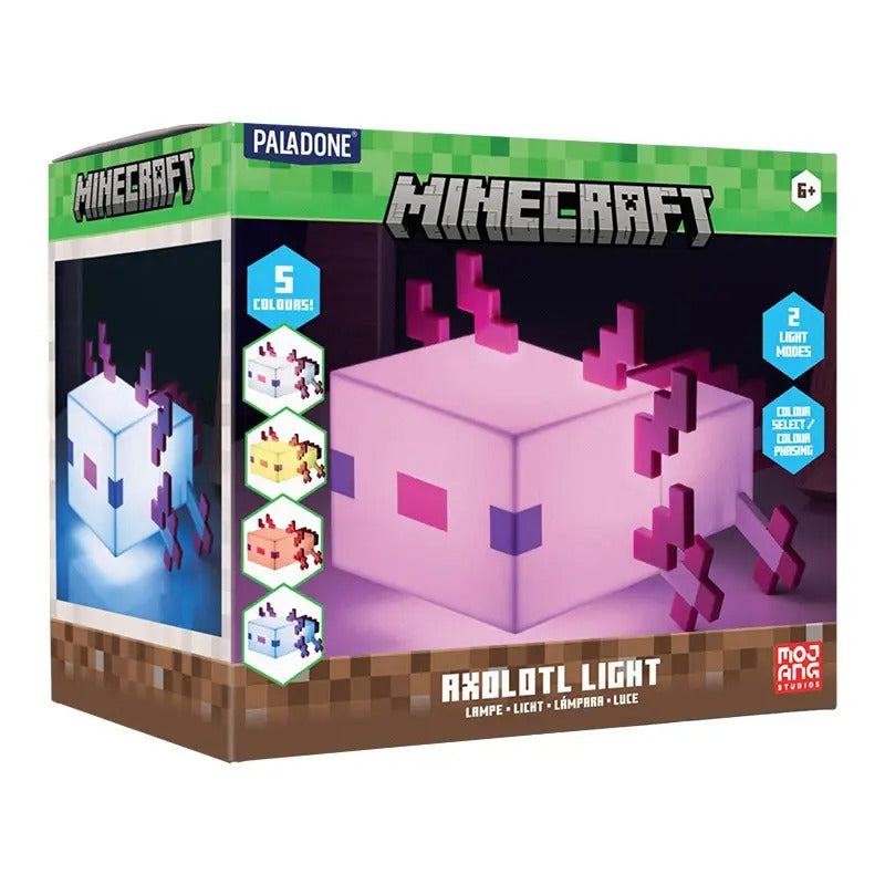 MINECRAFT Axolotl Lumière Changeant de Couleur - sous Licence Officielle - 5 Modes de Couleur - à piles