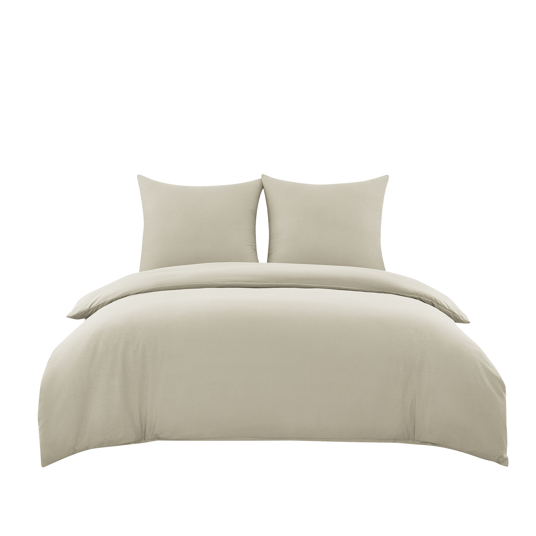 Ensemble housse de couette et taies d'oreiller en coton imitation lavé, coloris naturel, 200 x 220 cm + 80 x 80 cm x 2