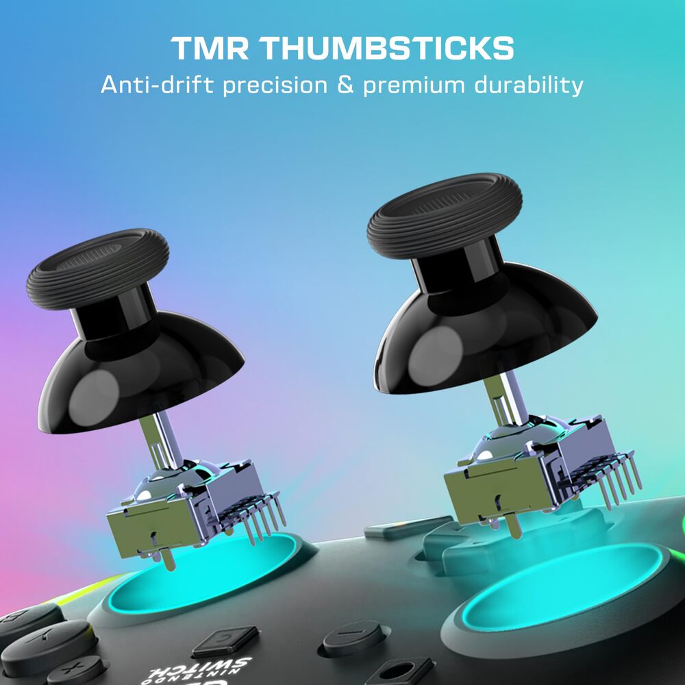 Turtle Beach Afterglow Wave Manette Sans Fil RGB - Joysticks TMR, Batterie 20h, Bouton C pour GameChat, 2 Boutons Programmables - Nintendo Switch 2 & Switch - Noir