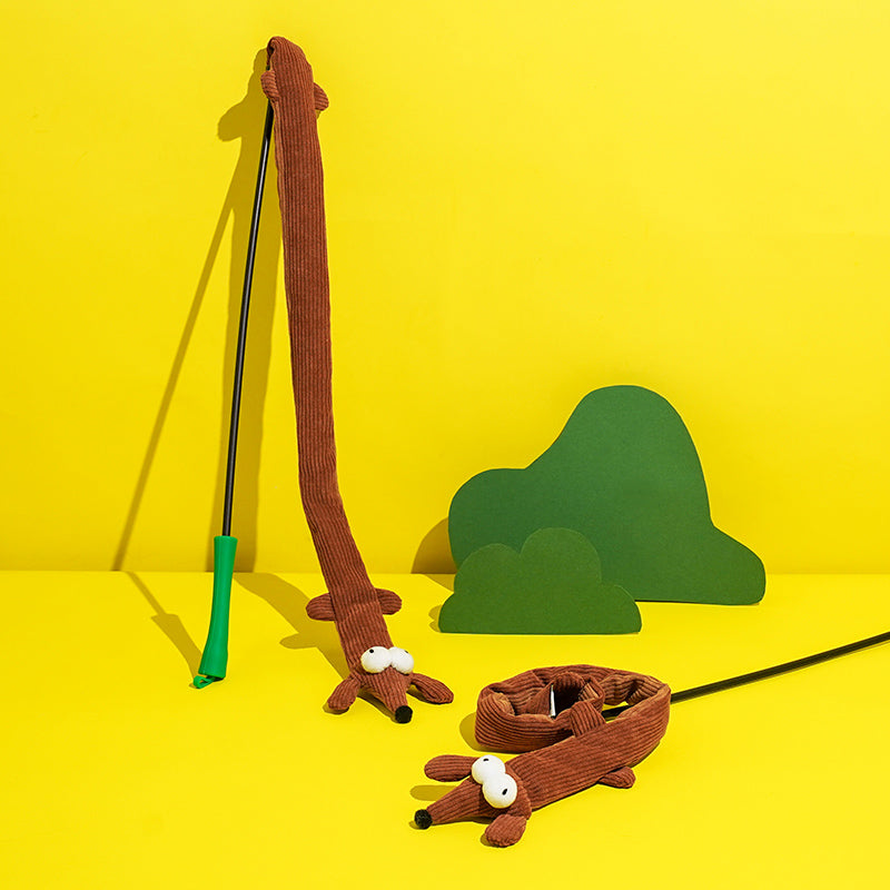 zeze Baguette de Jeu Interactive pour Chat Modèle Teckel avec Papier Crinkle