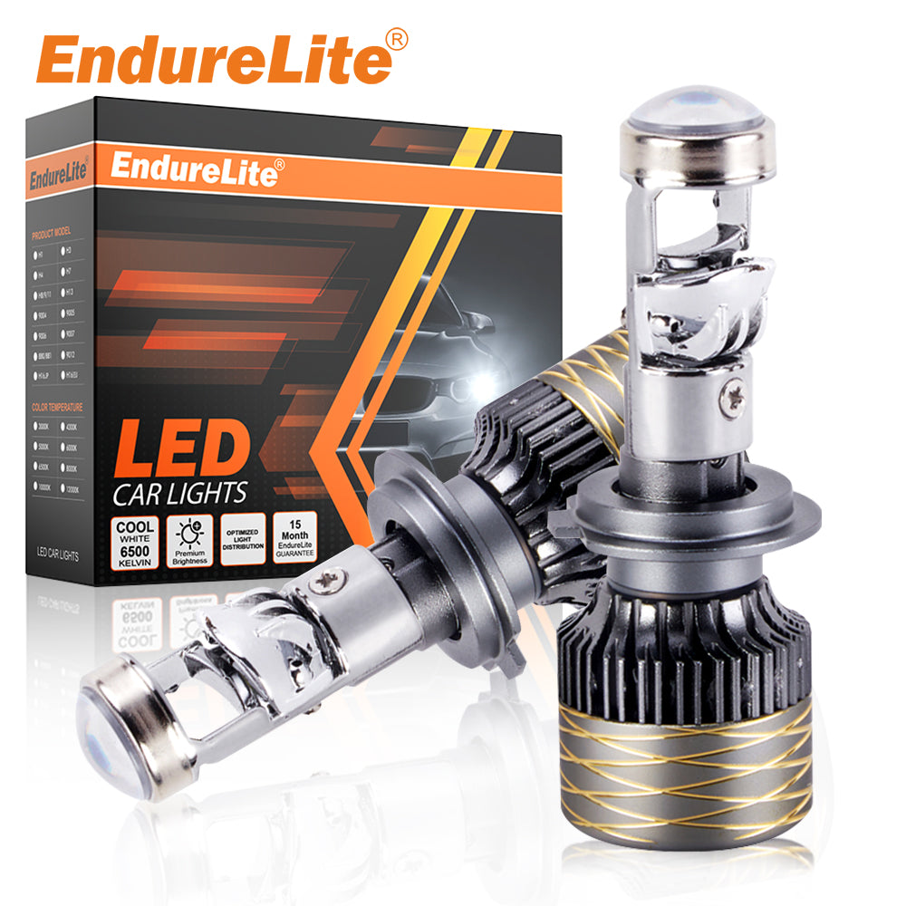 ENdureLite H4 H7 H11 9005 9006 ampoules LED pour phares, projecteur à lentille LED pour phare de voiture 20 000 lm, 300 % plus lumineux, refroidissement par ventilateur