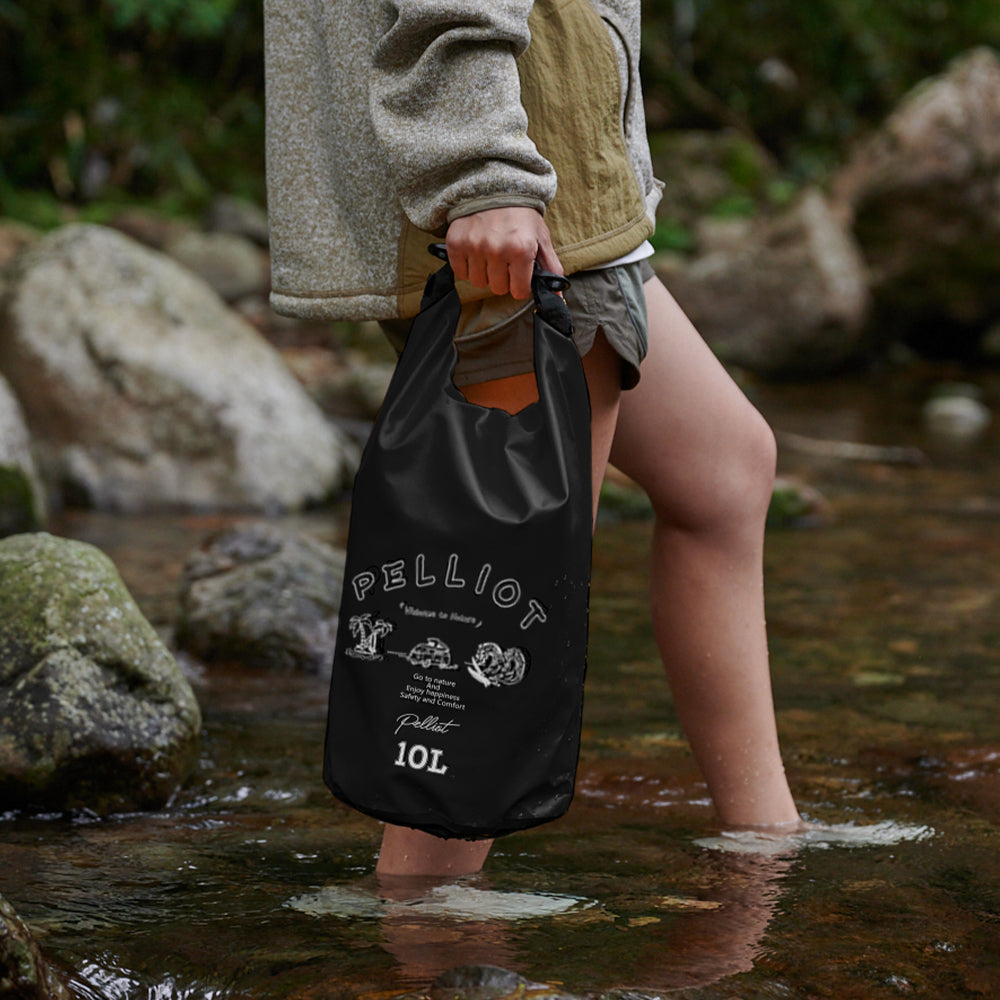 PELLIOT Sac étanche Unisexe Sports Aquatiques – Élégant et entièrement submersible, Noir obsidienne 10 L