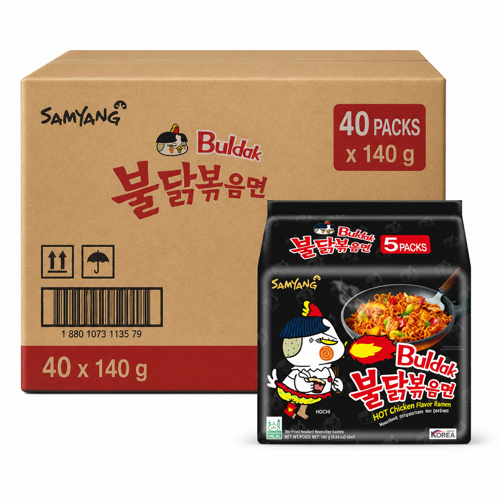Samyang Buldak nouilles instantanées saveur poulet épicé original - 40 paquets de 140 g