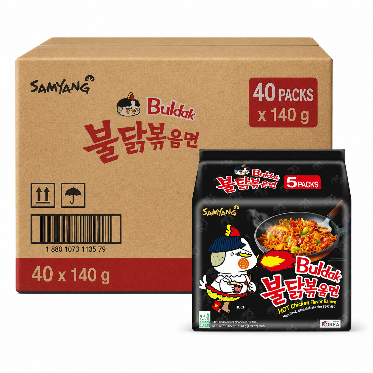 Samyang Buldak nouilles instantanées saveur poulet épicé original - 40 paquets de 140 g