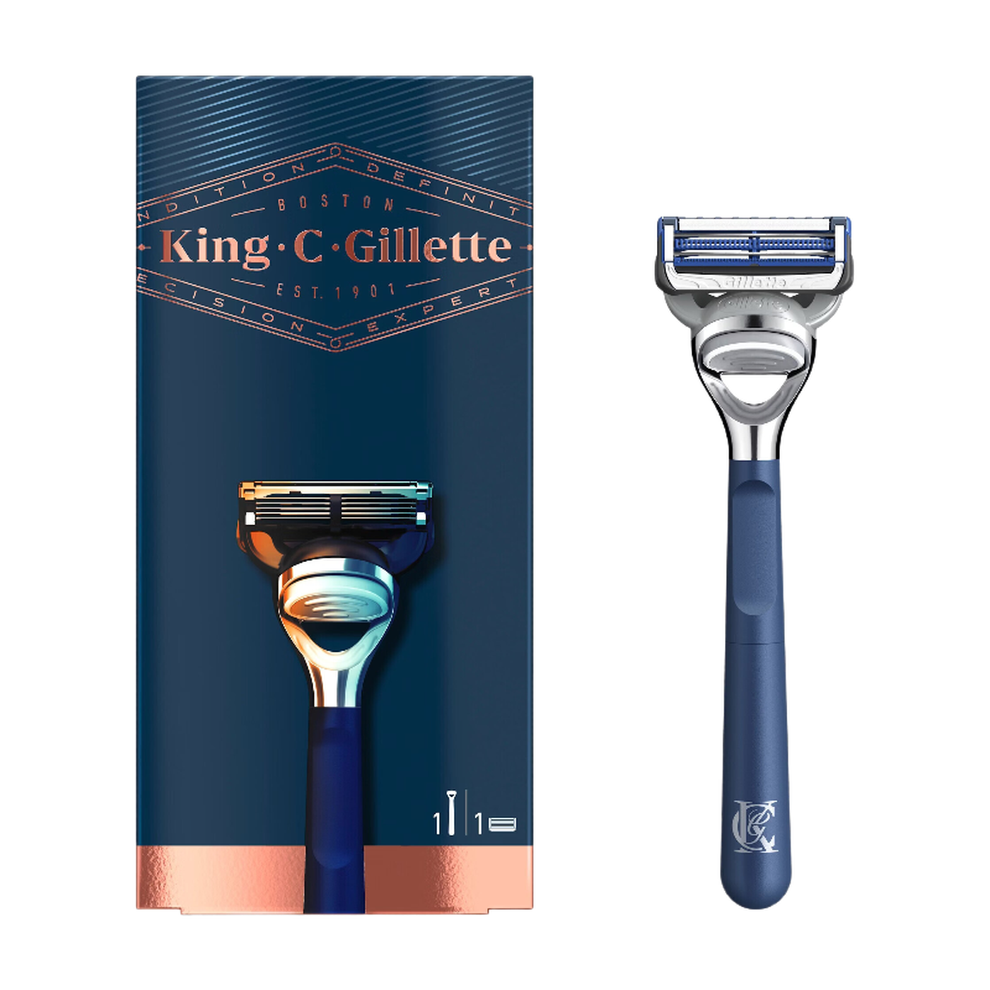 KING C. GILLETTE Rasoir Rasage Et Contours + 1 Lame De Précision