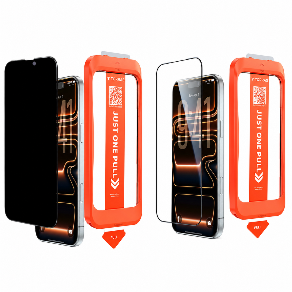 TORRAS Install Master Clear Screen Protector + Install Master Privacy Screen Protector for iPhone 17 Pro Max, 2-Pack