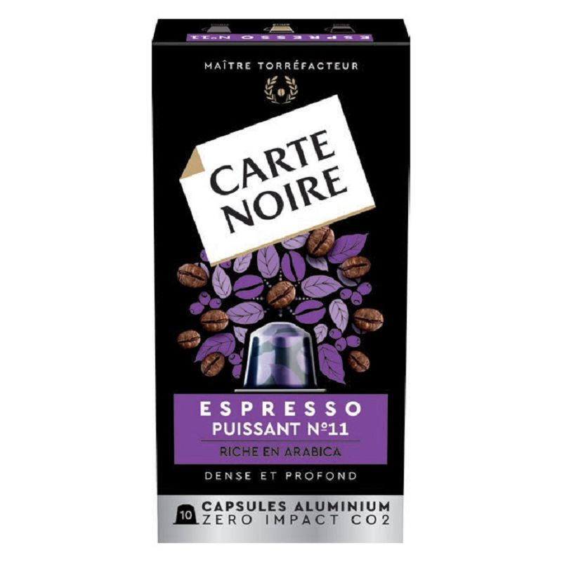 CARTE NOIRE - Café Espresso PUISSANT N° 11 - 10 Capsules Aluminium