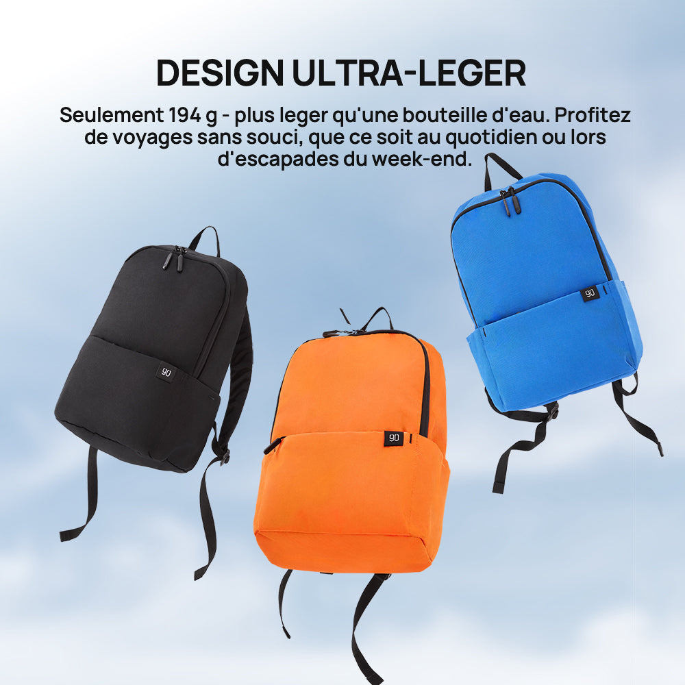 NINETYGO Tiny Sac à dos 12 L - Bleu - Ultra léger (194 g) - Design minimaliste - Polyvalent - Grande capacité
