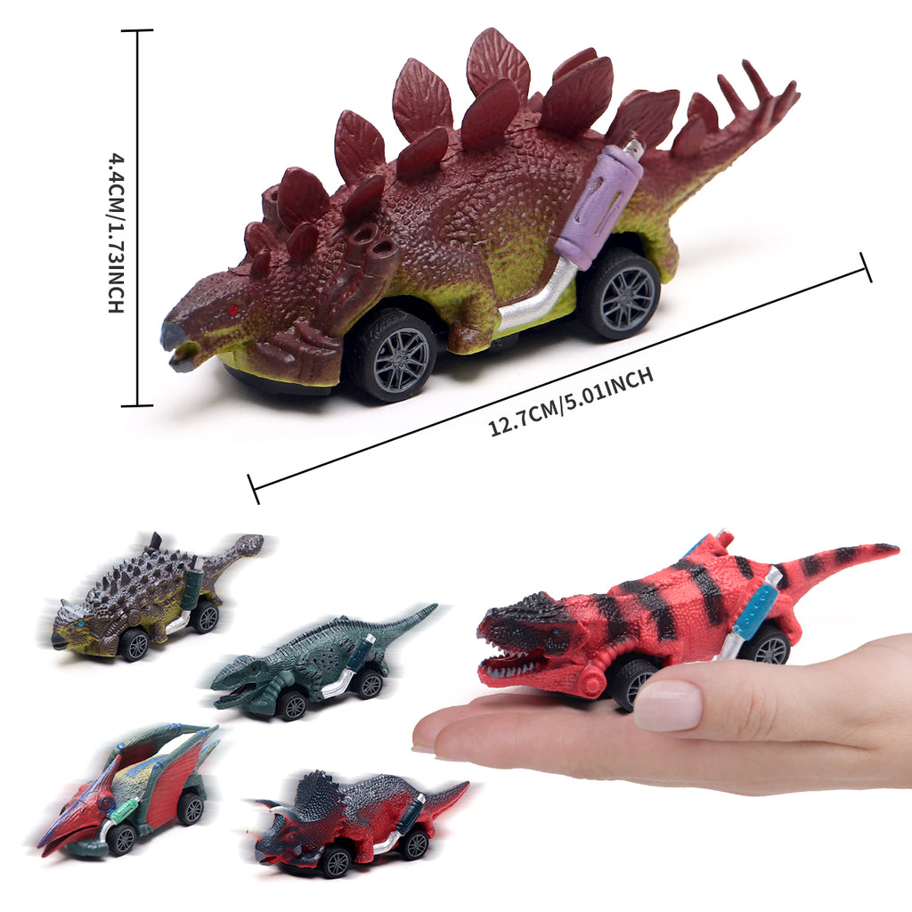 Jouets de Voitures à Rétropédalage Dinosaure, Set de 6 Voitures de Course Dinosaure en Plastique Sûr, Cadeaux de Jeu de Mini-Véhicules de Modélisation Dinosaure Réalistes pour Enfants Garçons Intérieur Extérieur Jeu de Rôle