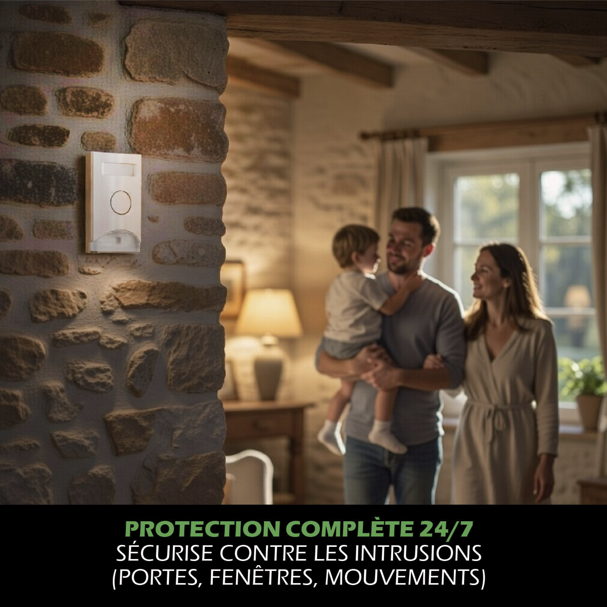 KYF Kit d’alarme extensible 434 MHz avec détection de mouvement et éclairage d’alarme intégré, capteurs porte/fenêtre (x3) et télécommandes (x2)