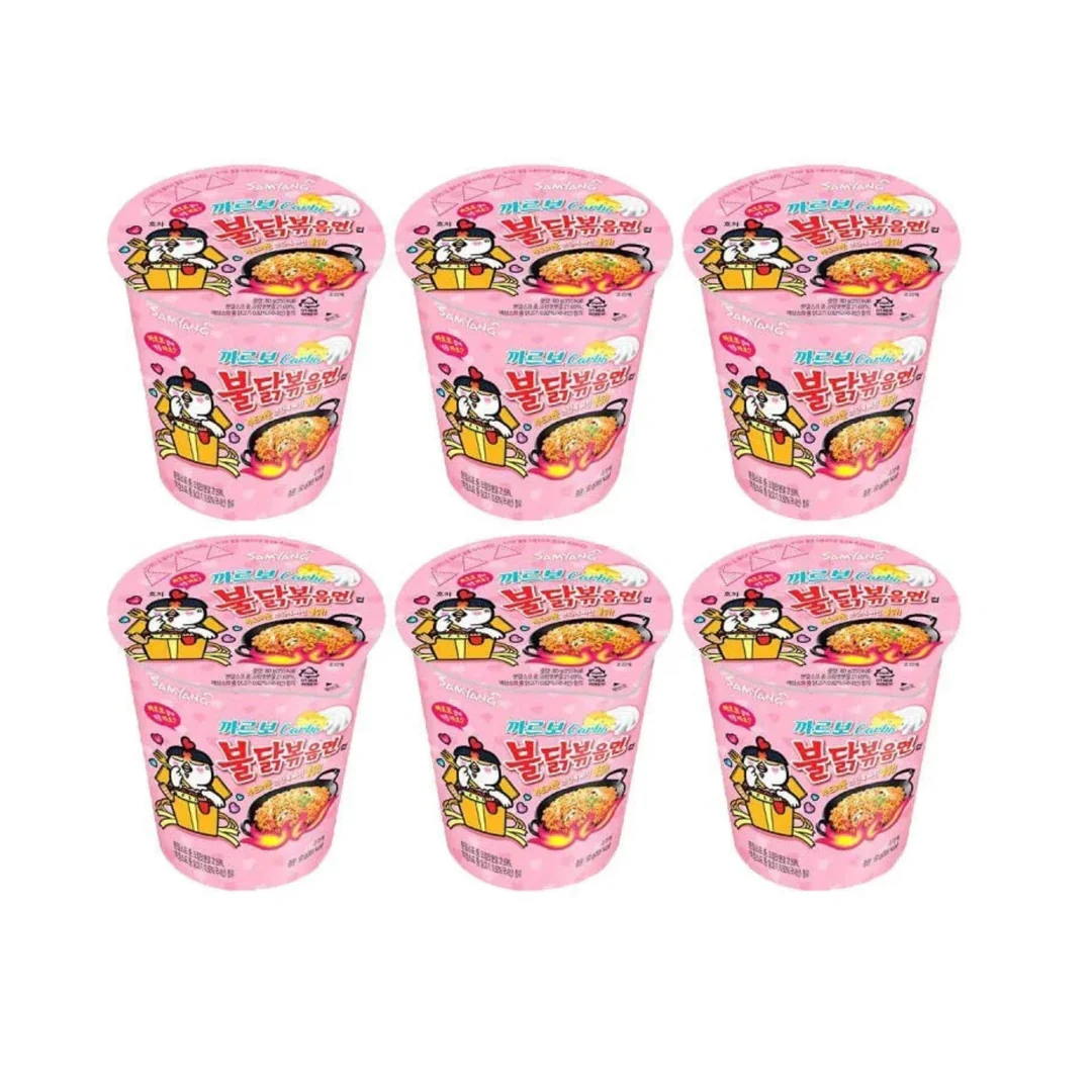 Samyang KR Ramen Buldak au poulet épicé carbonara, petit bol - 80 g x 6