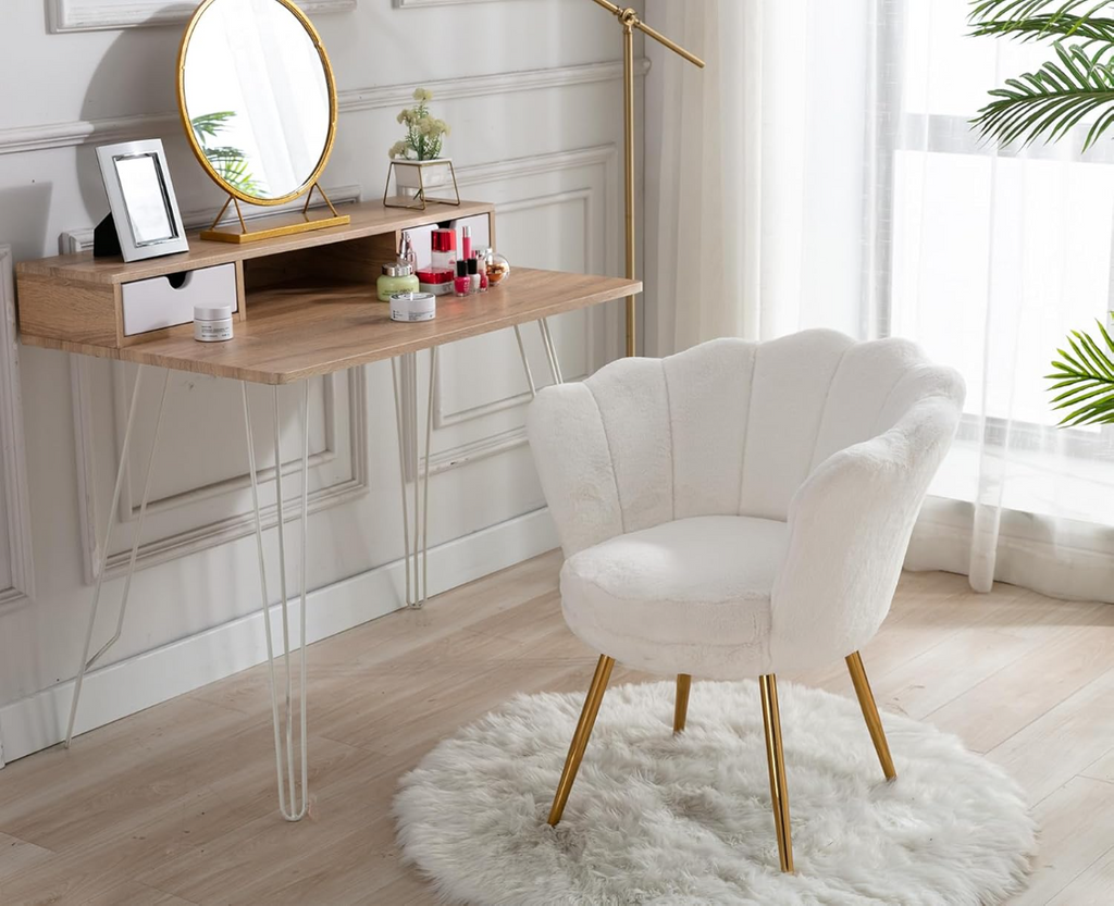 Ya-Home Chaise d'appoint rembourrée avec pieds dorés, chaise de coin moderne en forme de pétale pour salon/chambre