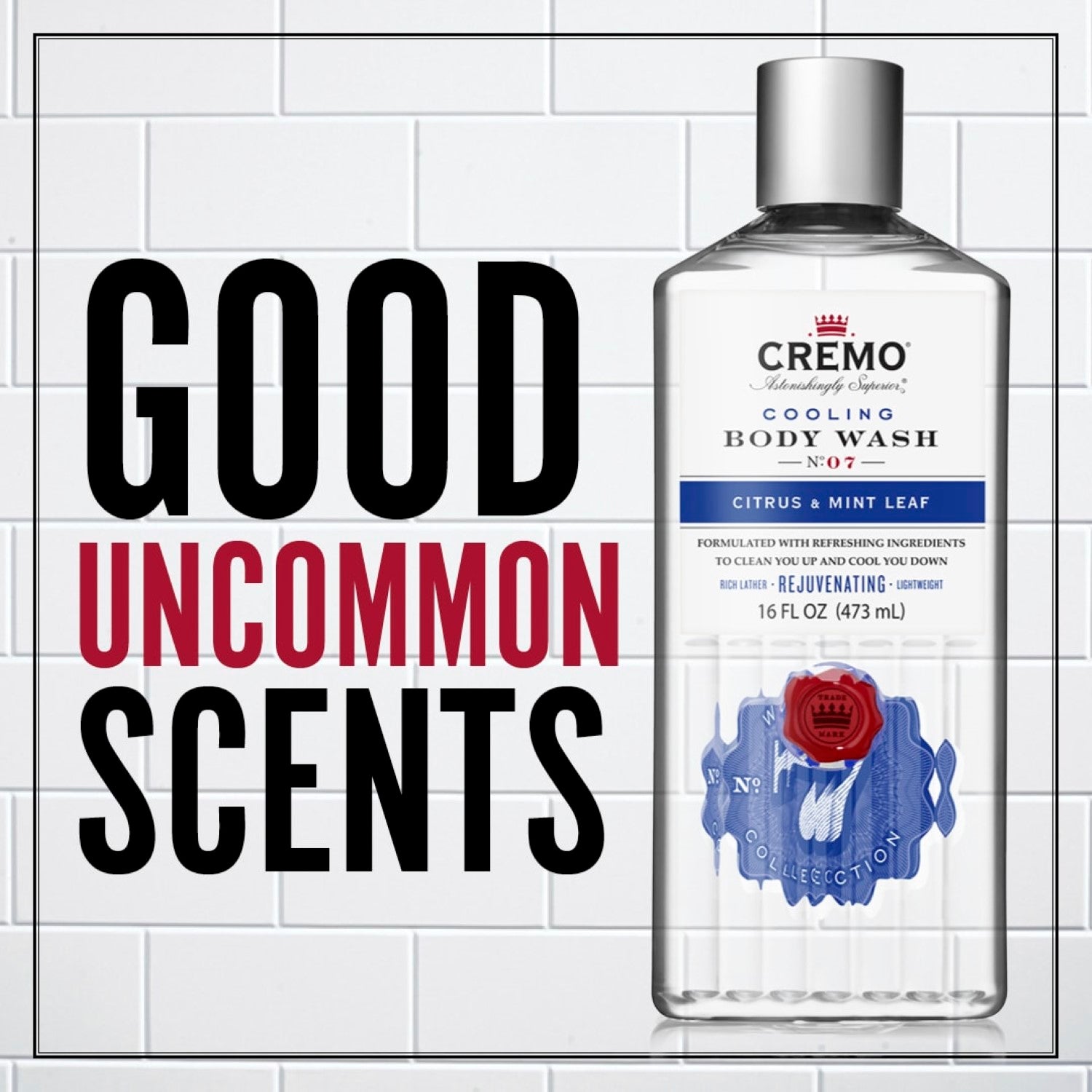 CREMO Agrumes & Feuilles de Menthe - Gel Douche Cooling - Énergisant & Rafraichissant - 473 ml